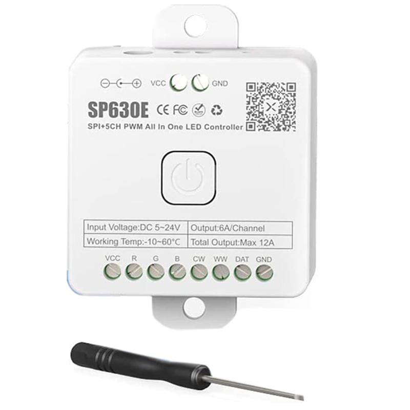 1 Piece SP630E Bluetooh LED Controller White Plastic Support PWM Monochrome CCT RGB RGBW RGBCCT or SPI TTL IC Chip LED Strip