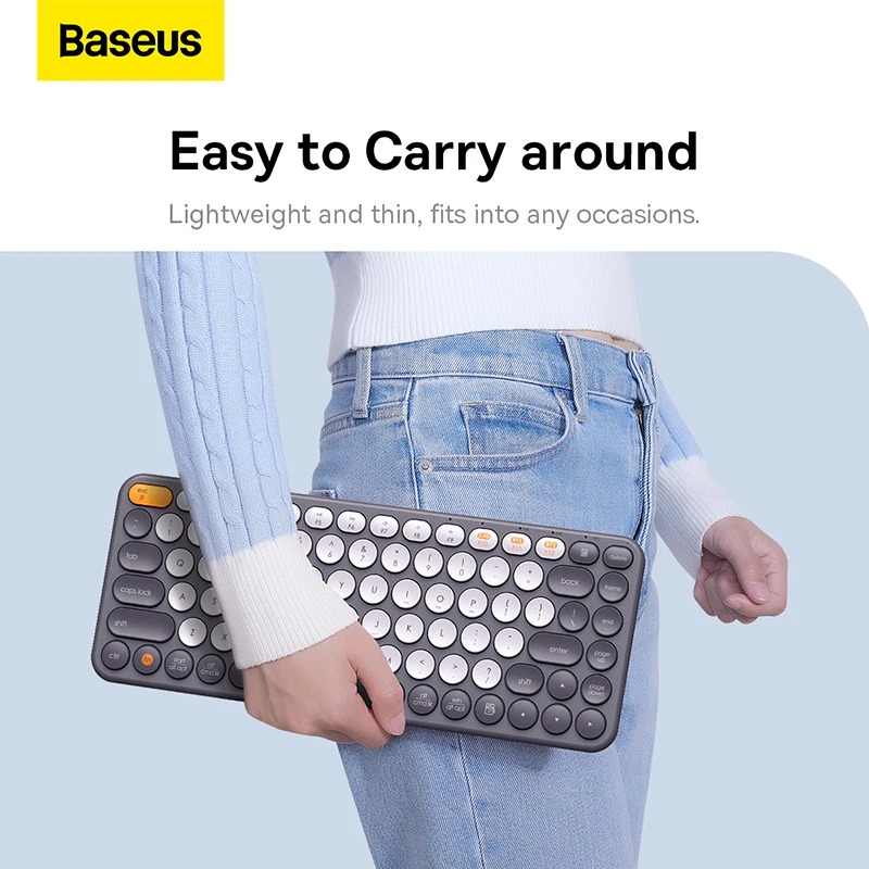 Baseus K01A Wireless Tri-Mode Keyboard Ergonomic Design Multi-Connection with High Portability - Grey. 