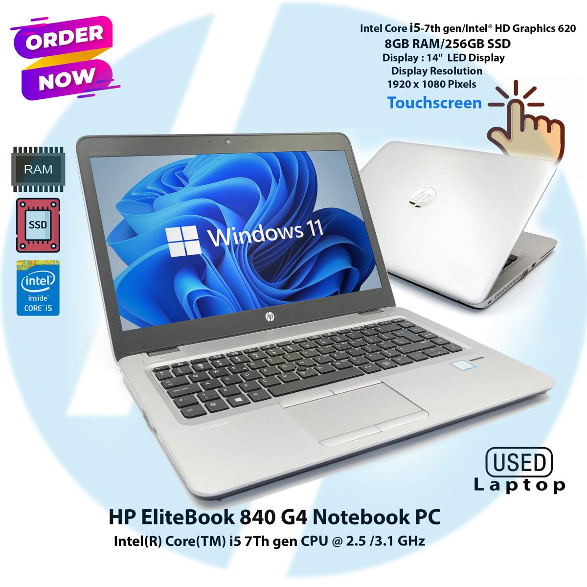 HP EliteBook 840 G4 Touch Screen Intel Core i5 7th Gen,8GB RAM,256GB SSD,14"Display Notebook Pc