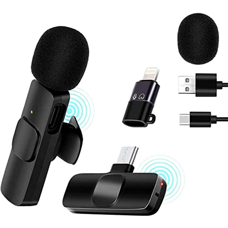 Iphone Or Android Phone Type C K-8 Wireless Microphone Authentic For-Black. 