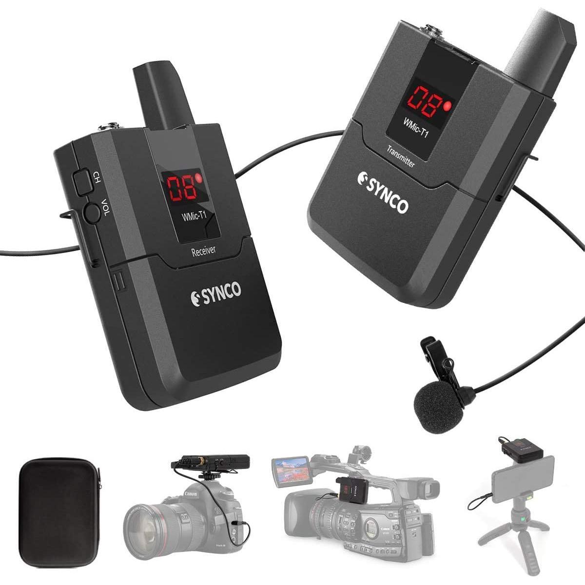 Synco Audio WMic-T1 Camera-Mount 16-Channel UHF Wireless Lavalier Microphone System. 
