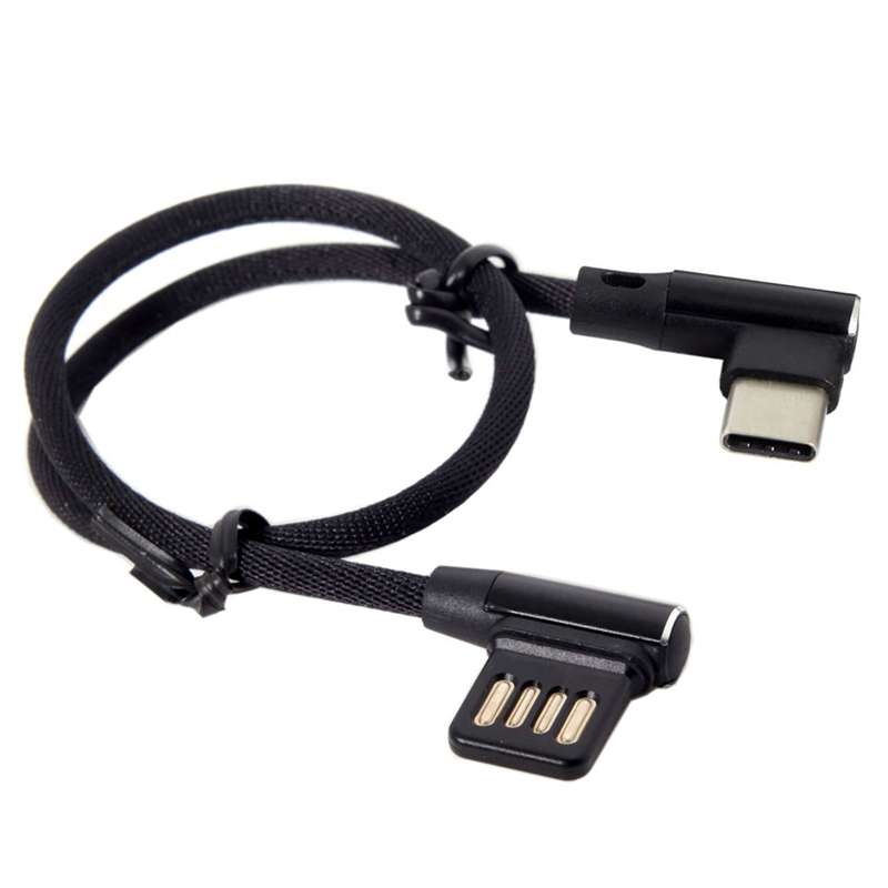 3X USB-C 3.1 Type-C to Left Right Angled 90 Degree USB 2.0 Data Cable with Sleeve for Tablet & Phone 15cm