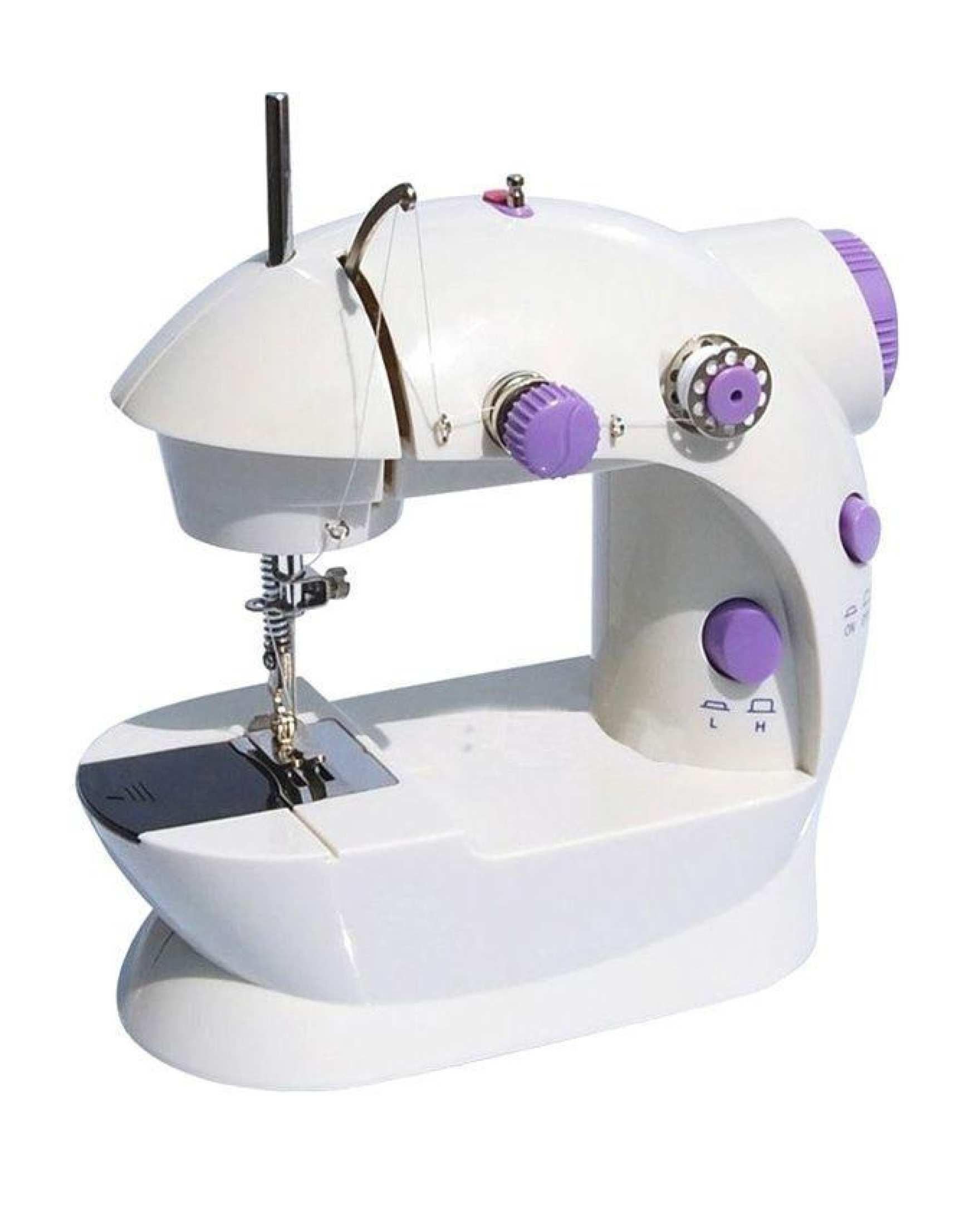 মিনি সেলাই মেশিন / Mini Sewing Machine  5 in 1 - Dual Speed Portable Mini Electric Pedal Double Threads Rewind Swing Machine. 