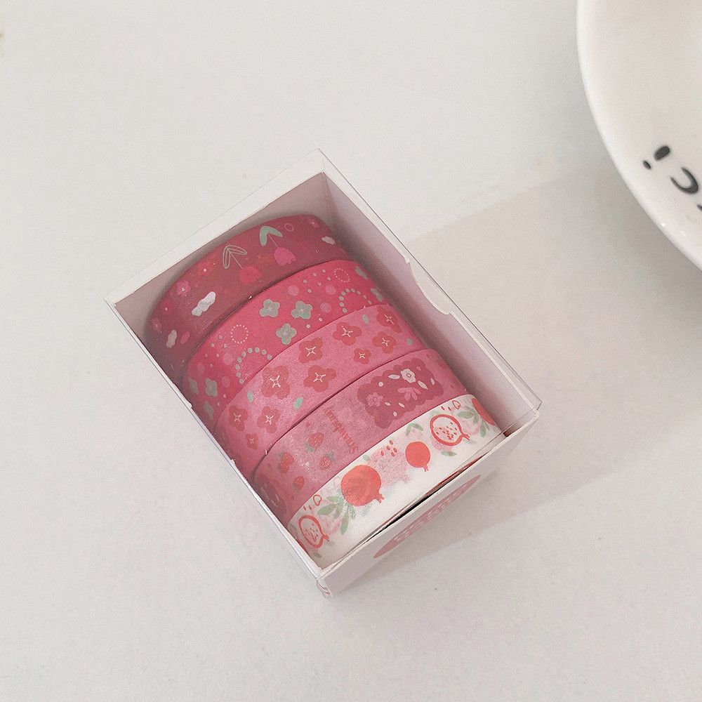 5Rolls/box Adhesive Diary Journal Washi Tape Basic Pattern DIY Scrapbooking Masking Tape Set