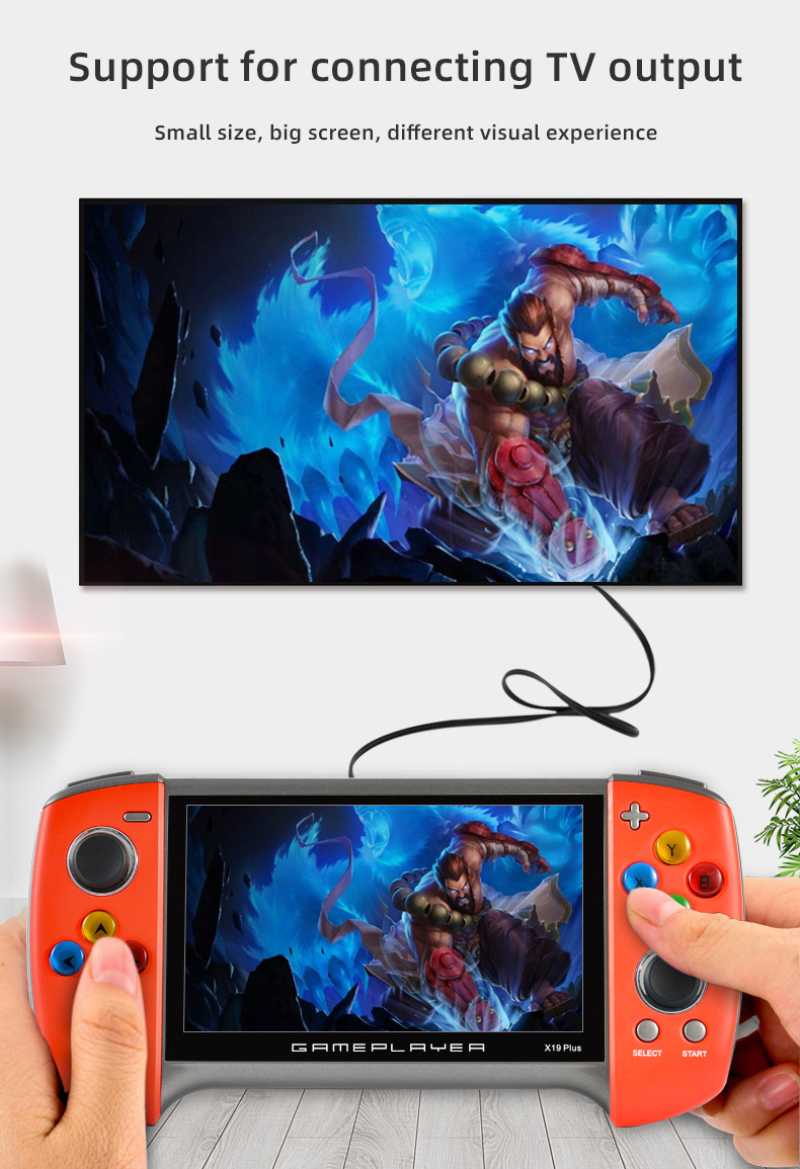 【Vwinget】 Gamepad X19 Plus Handheld Retro Game Console 5.1-inch Large Screen Supports for PS1 GBC MD Nostalgic GBA Game Console. 