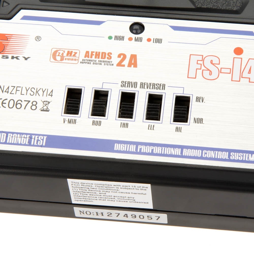 Flysky FSi4 AFHDS 2A 2.4GHz 4CH Radio System Transmitter for RC Helicopter Glider with FSA6 Receiver. 
