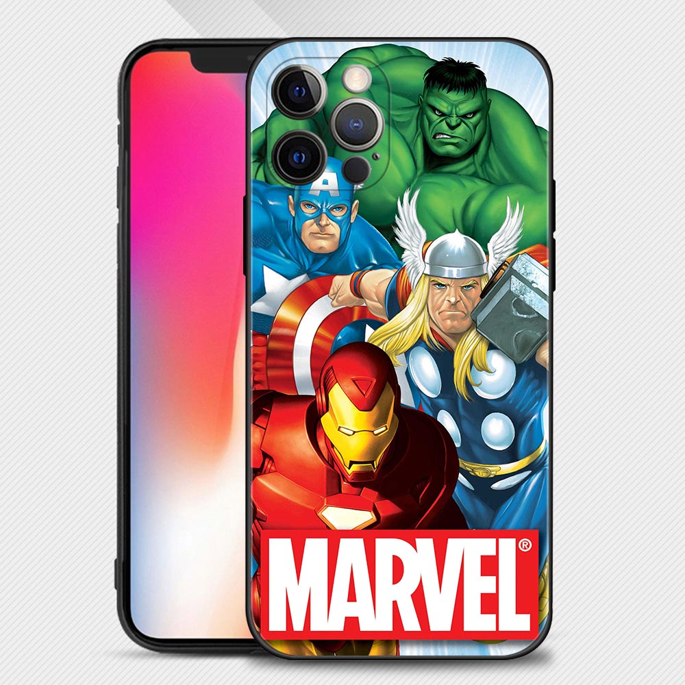 Marvel Avengers Super Heroes Silicone Phone Case For iPhone happy15 14 13 12 11 Pro Max Mini XS X XR 7 8 Plus Thin Cover Shell