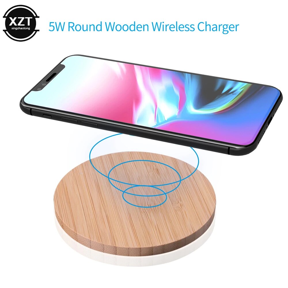 Portable Qi Wireless Charger Slim Wood Charging Pad For Apple iPhone 8 Plus X Charger For Samsung S6 S7 S9 S8. 
