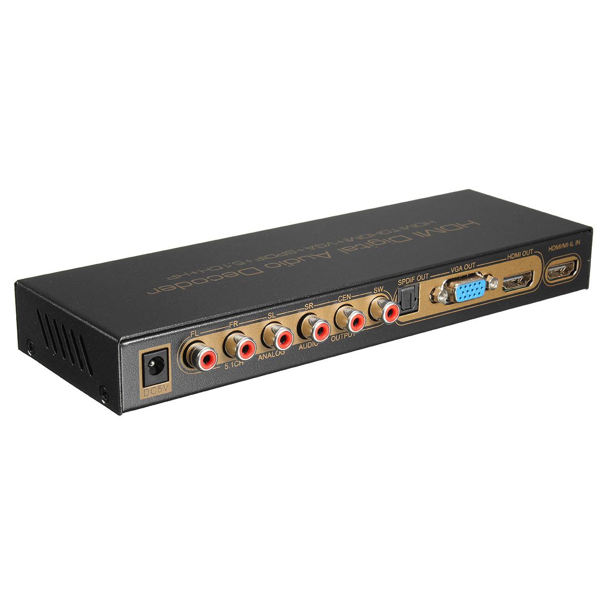 HDMI Digital Audio Decoder HDMI TO HDMI + VGA + SPDIF 5.1CH HP Converter Adapter US - US. 