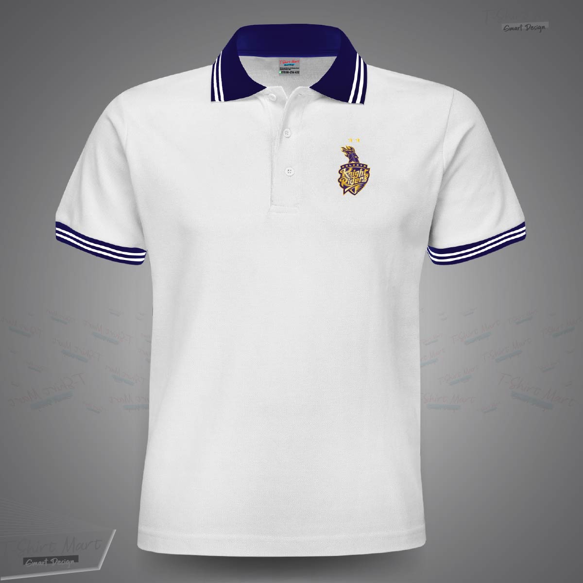 Kkr white clearance polo t shirt