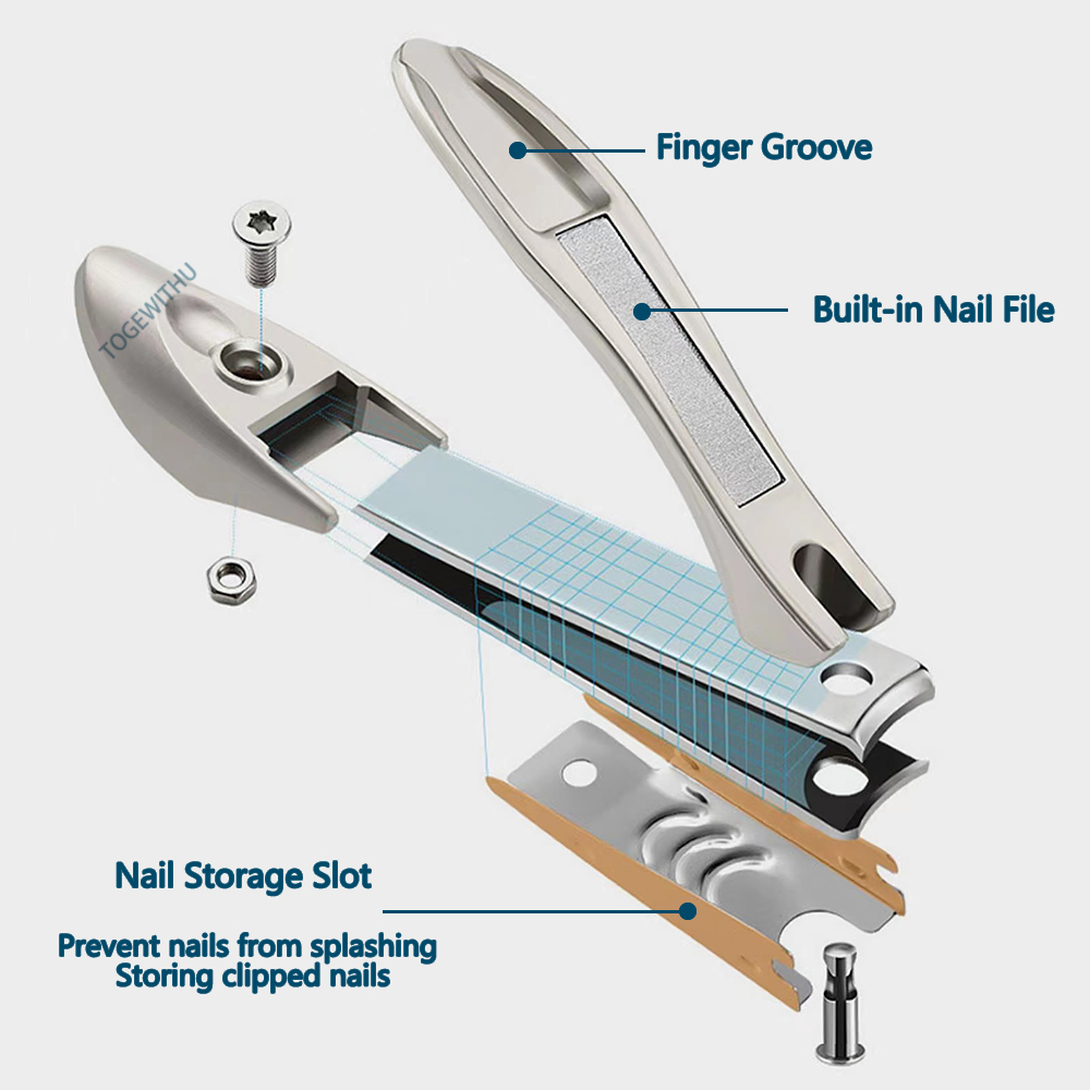 【The Edge of Beauty】TOGEWITHU Nail with Catcher, Anti-splash Fingernail Toenail Cutter Manicure Nail Trimmer with Nail File Sharp and. 