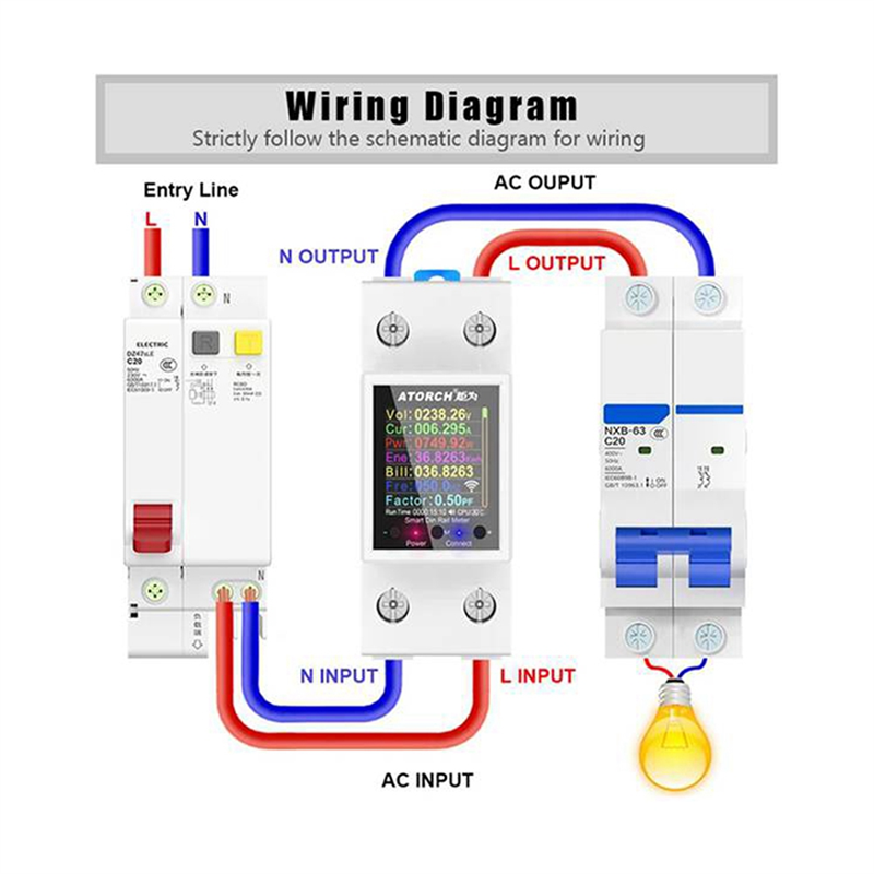 ATORCH GR2PWS Electricity Meter Tuya WiFi Rail Power Energy Meter. 
