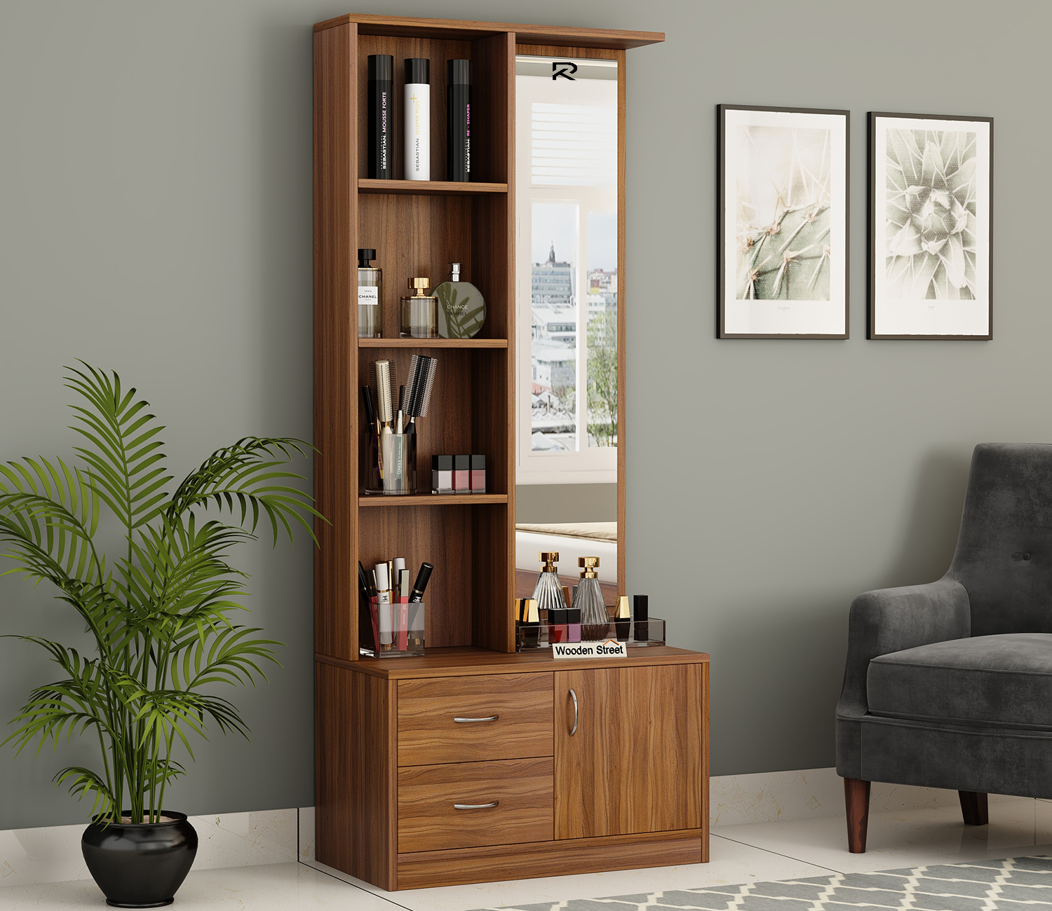 Dressing table with bookshelf hotsell