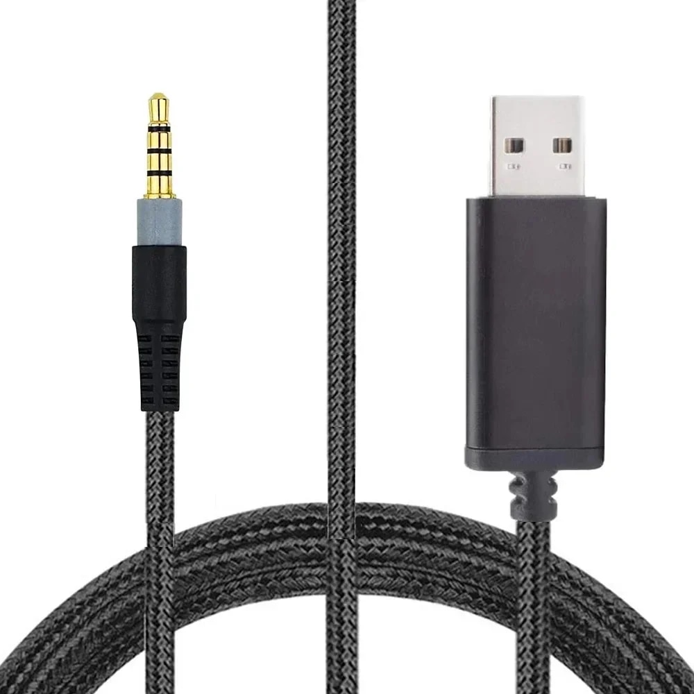 Nylon Braided OFC Replacement USB A 7.1 Surround Sound Cable Extension Cord For Redragon H510 Zeus Wired Gaming Headsets. 