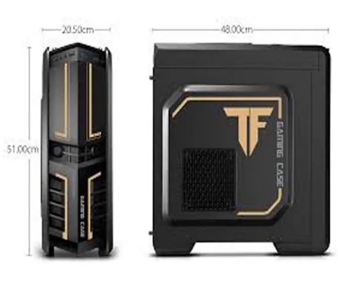Segotep Chariot TF Mid Tower Gaming Computer Case Support ATX M-ATX ITX Motherboard - Black and Golden. 