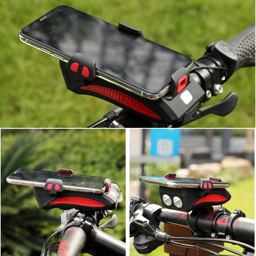 4 in 1 Bicycle USB Rechargeable Led Bicycle Light with Horn and Mobile Holder With PowerBank. 