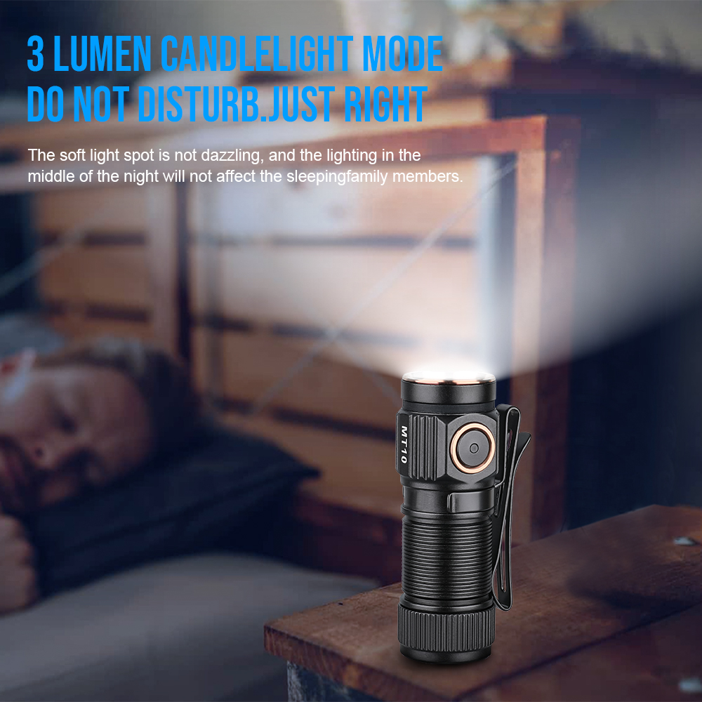 Trustfire MT10 EDC Flashlight 1000Lumen Portable Rechargeable LED Lamp USB C Charging Torch Mini 16340 IPX8 MVB Optic Work Light. 