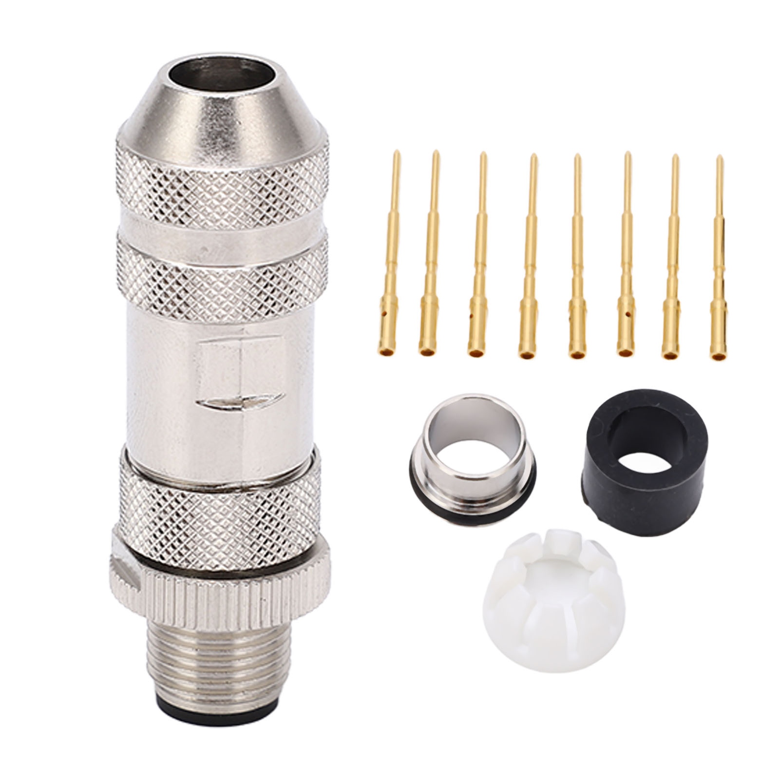 M12 8 Pin Sensor Connector, Flame Retardant Straight Sensor Cable Plug Adapter Male for RVs. 