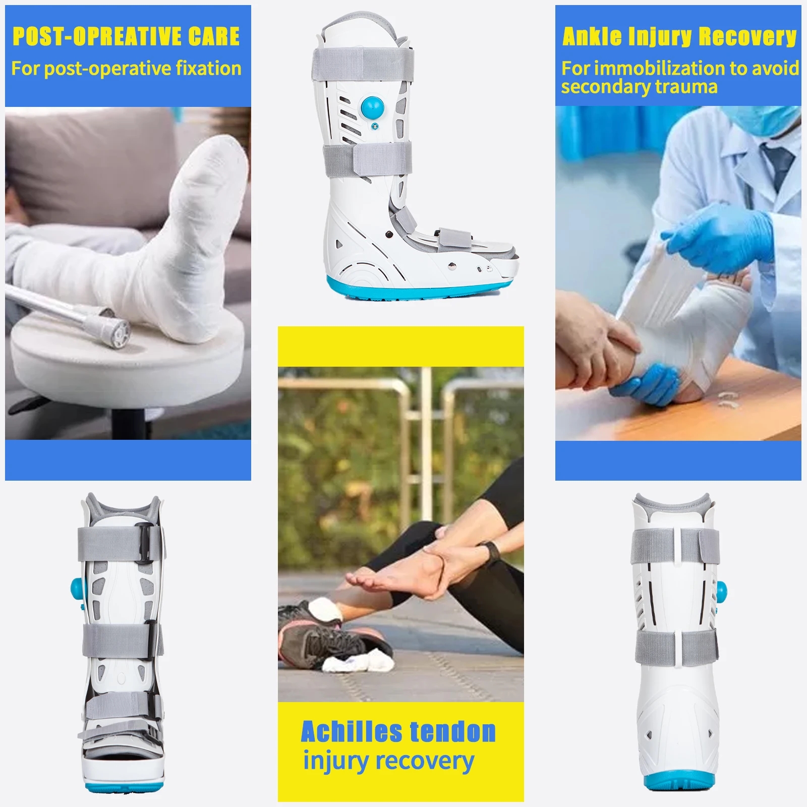 Air Cam Walker Boot Ankle Joint Fixed Support Ankle Sprain Fracture walking Artifact Plaster Shoe Guard. 