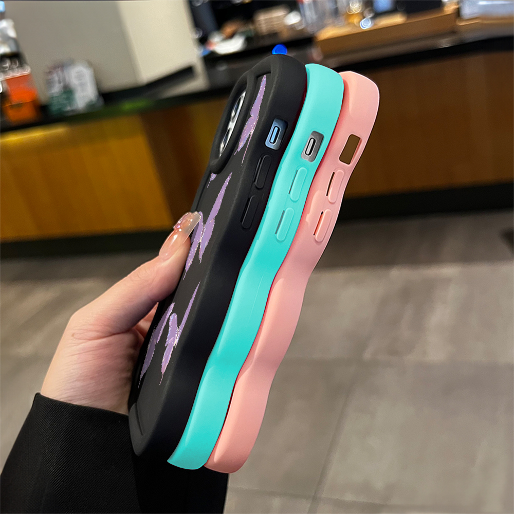 TA for Infinix Hot 40 Pro Tecno Spark 20 Pro Back Cover Macaron Wave Soft Silicone Mobile Phone Cover Purple Butterfly Pattern Case. 