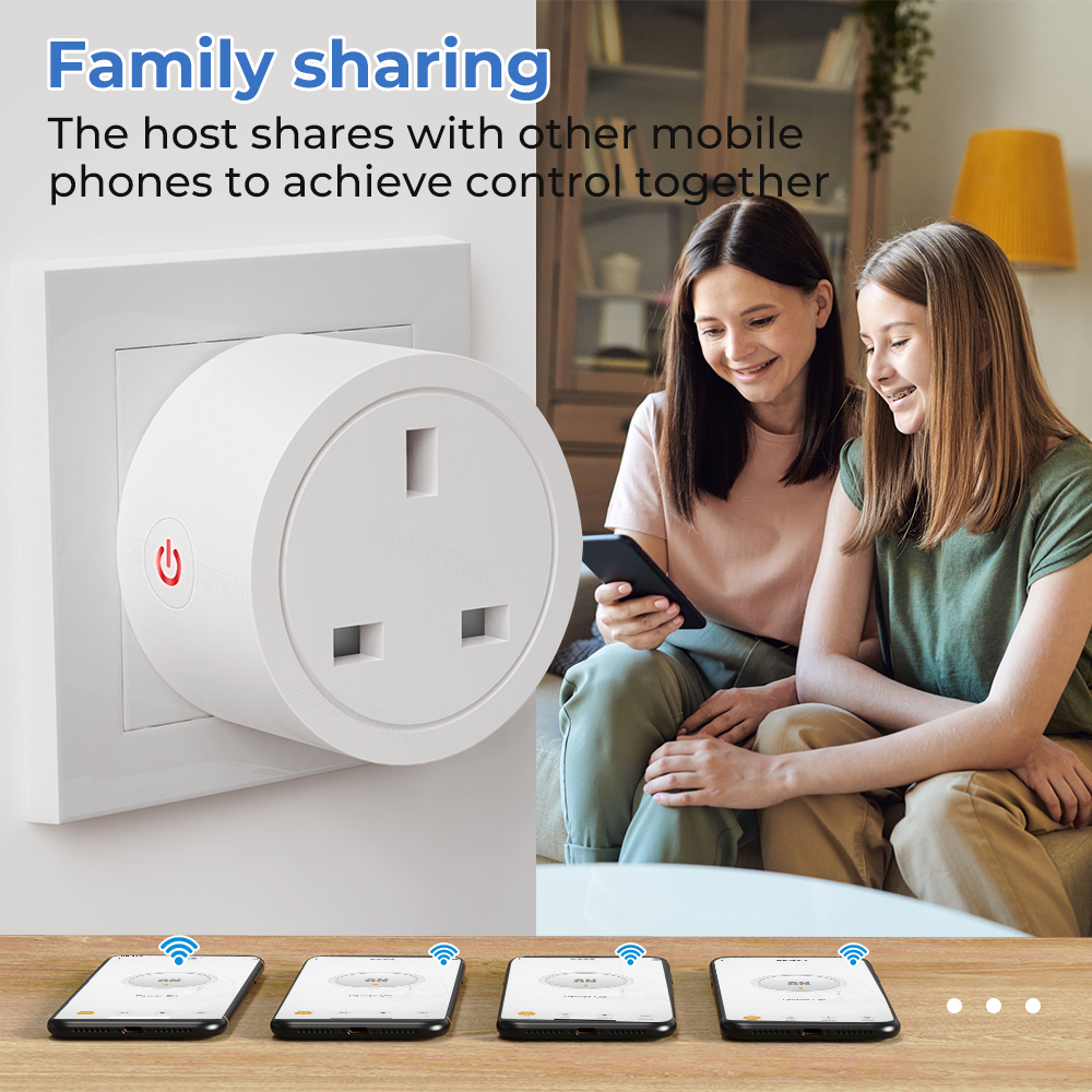 SMATRUL - WiFi Smart Socket - 16/20A - Power Monitor - UK Plug - Wifi+Bluetooth Dual Mode - Tuya/Alexa/Google Home. 
