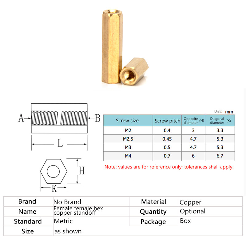 M3 M4 Brass Hex Standoff Spacer Column Screw Copper Flat Head Spacing Screws Fasteners Nuts Length 4mm-70mm Millimeters. 