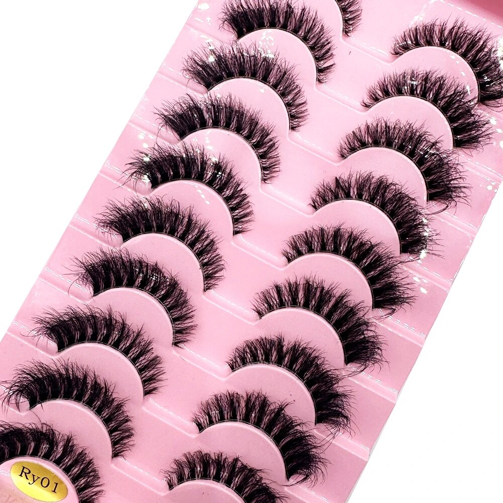 New 10 Pairs Mink Lashes 3D Mink Eyelashes Invisible Band Natural Black Mink False Eyelash Full Strip cilios Reusable Eye Lashes. 