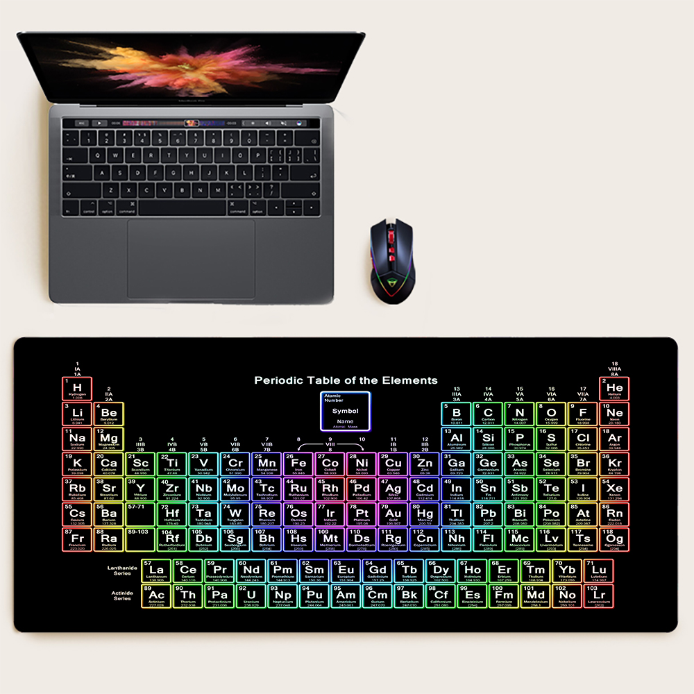 Large Size Periodic Table of Chemical Elements Gaming Mouse Pad, Keyboard Desk Mat Non-slip Desk Mat, Writing Pad, Student Gift