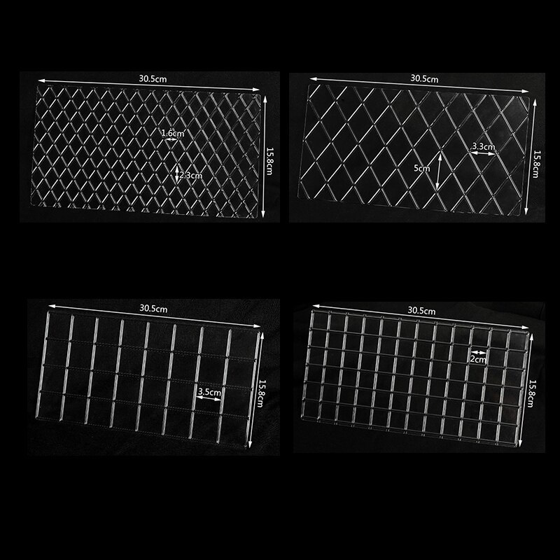【happy one】4pcs/set Plastic Grid Texture Mat Cake Chocolate Printing Grid Decorating Tools Fondant Imprint Baking. 