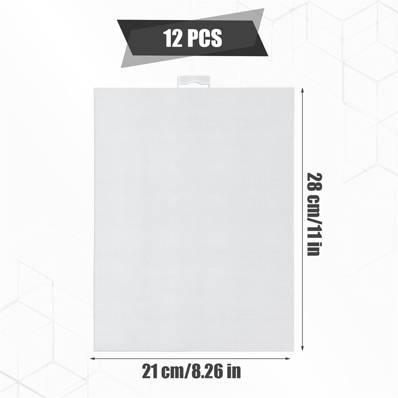 12Pcs 14 Count Plastic Mesh Canvas Sheets, Canvas Plastic Grid Sheet. 