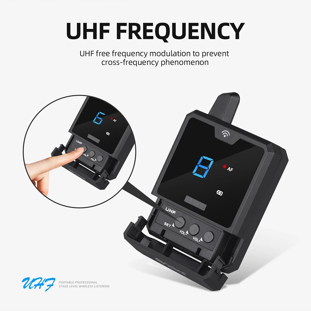 Debra Audio-Mini UHF IEM Wireless In-Ear Monitor System Rechargeable Portable for Music Audio Monitoring Live Broadcast. 