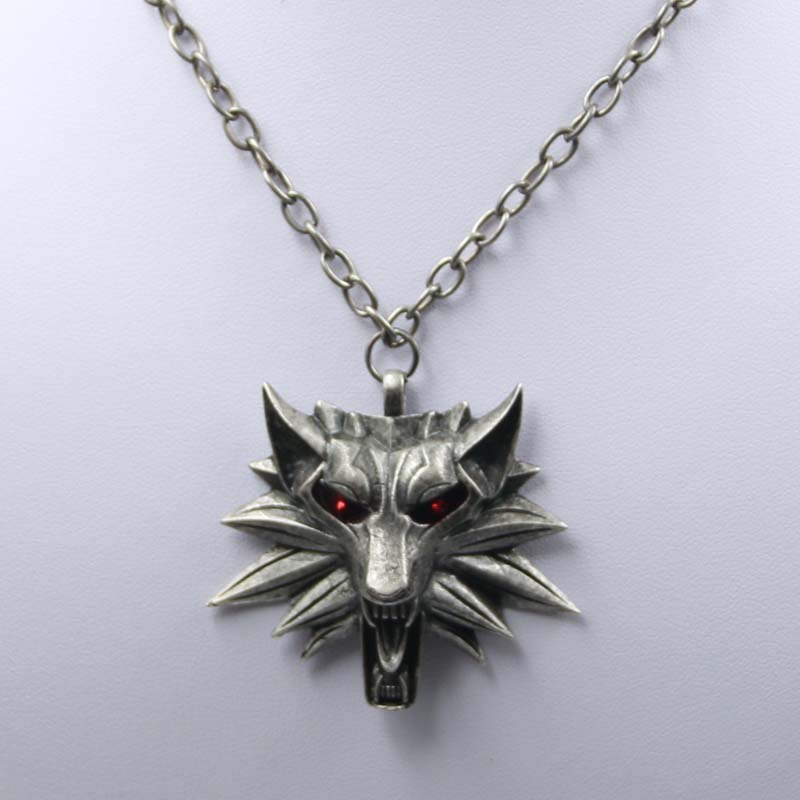 【DM bag factory Store】Wizard wolf head Medallion chains necklace wild tribe Book Series hunter games animal necklace NK0267. 