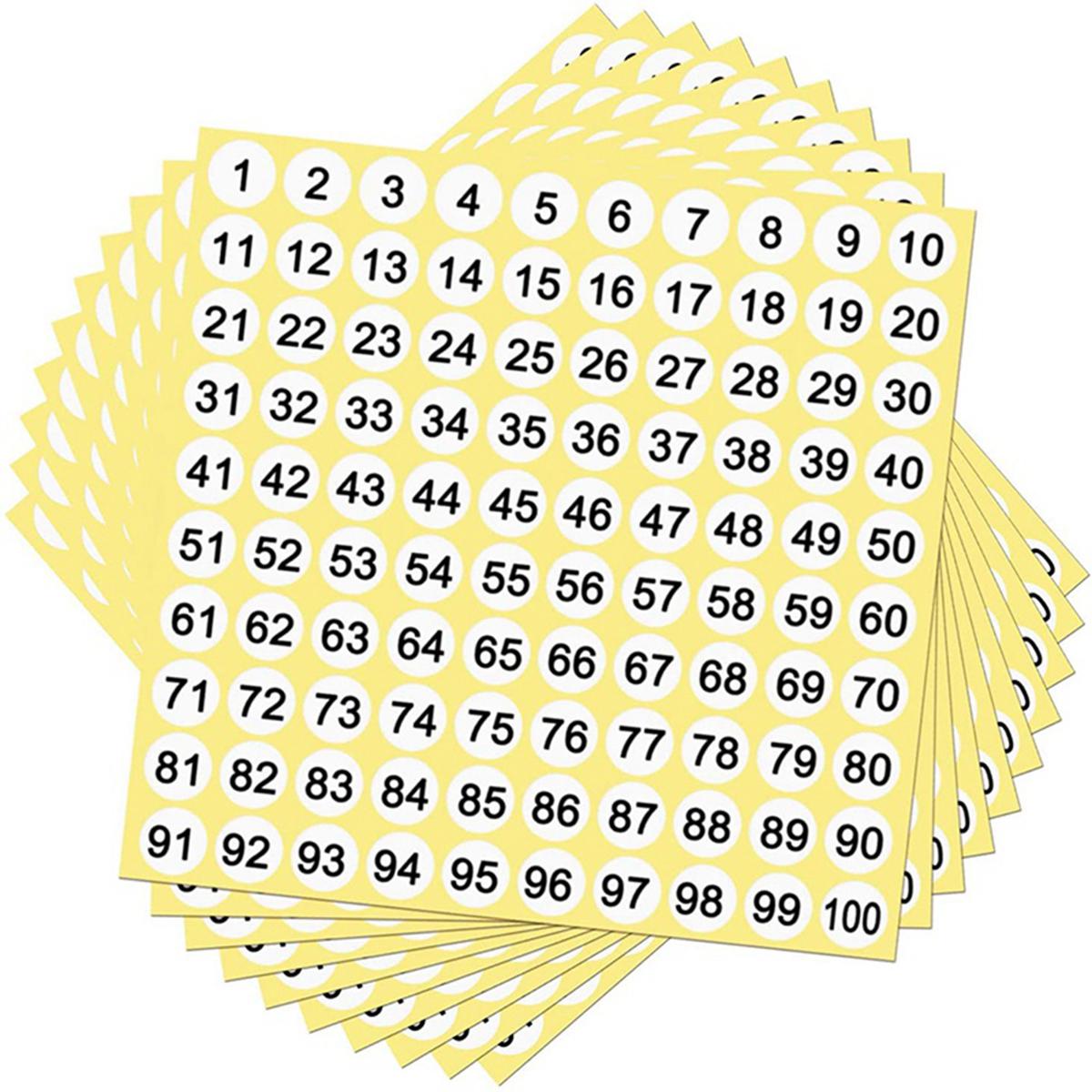 300 Sheets Number Labels Stickers 1-100 Numbers Round Stickers 0.4 Inch Small Self-Adhesive Number Labels for Office