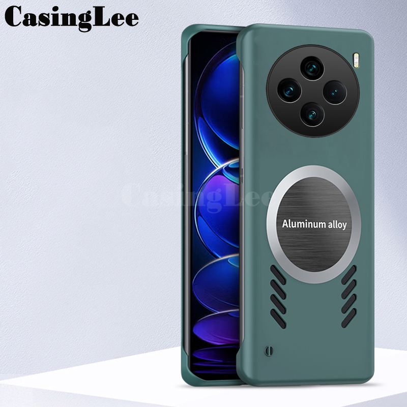 For Vivo X100 case Ultra Thin Frameless Case Matte Adsorption Metal Heat Dissipation Ring Back Cover For Vivo X100 Pro Back cover Phone Cases