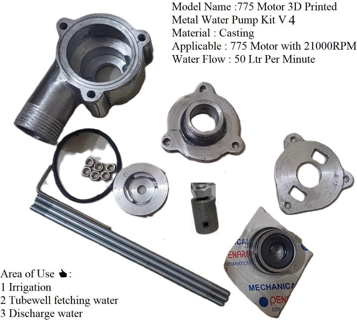 775 Motor 3D Printed Metal Water Pump Kit Set V4 Double Threat