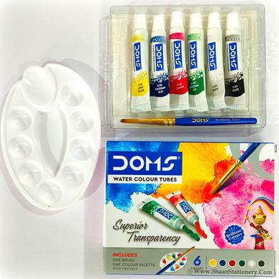 DOMS Watercolor Tube With Palette And 1pc Brush Free For Painting 6 And 12 Color. 