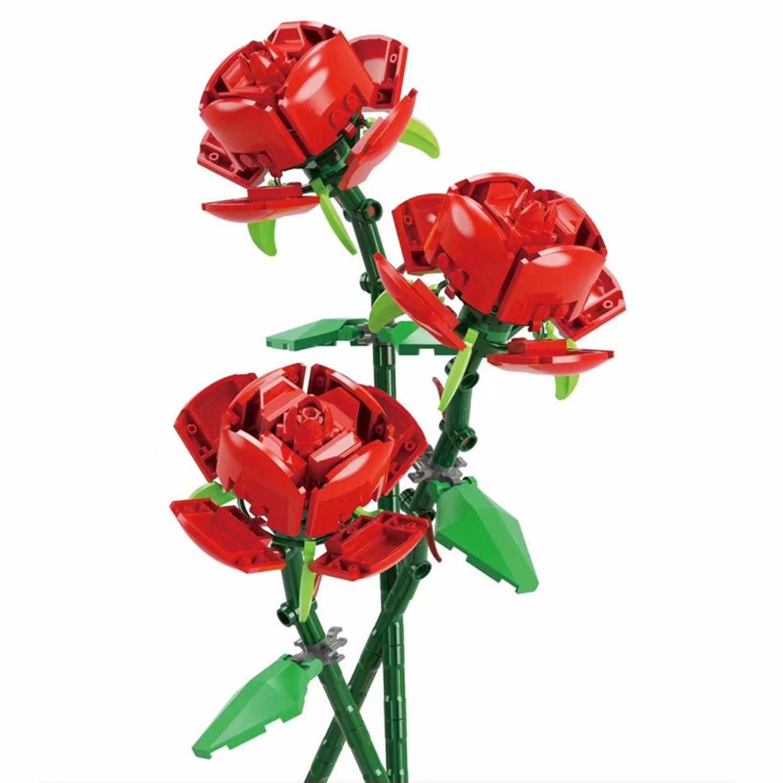 1 Set Building Block Rose High Simulation DIY Easily Install Rose Flower Bouquet Building Blocks Romantic Kit for Christmas Gift. 