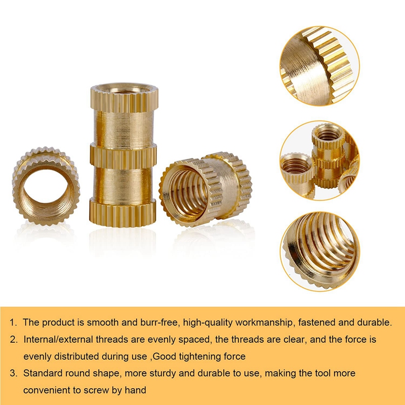 330 Pcs Brass Threaded Insert Nuts M2 M3 M4 M5 Female Thread Knurled Nut Inserts Embedment Nut for 3D Printing Part. 