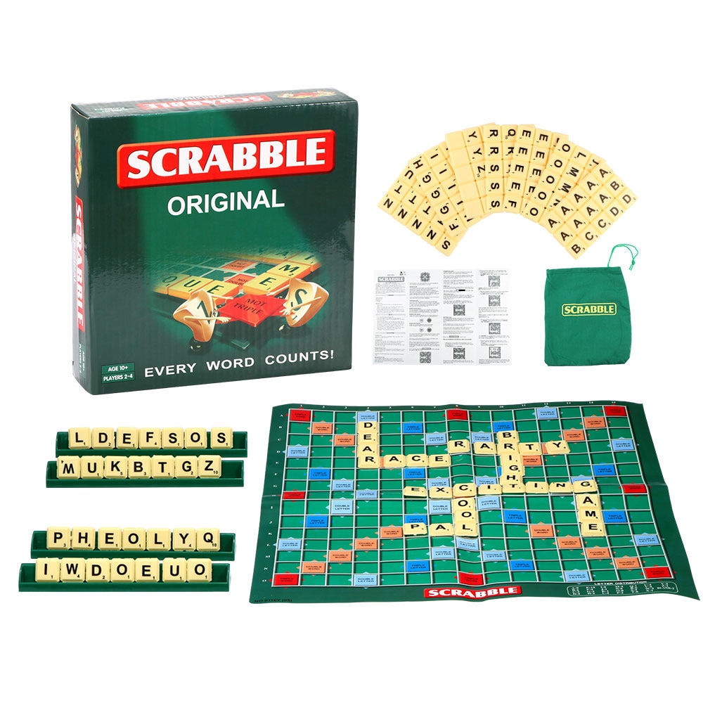 【Broad Sunlight shop】Scrabble Board Game Family Kids Adults Interesting Educational Toy Puzzle Game Toy Board Spelling Table Jigsaw Words Teaching. 