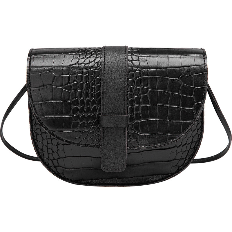 Winter Korean version of the crocodile pattern with tongue half round bag shoulder diagonal simple female bag. 