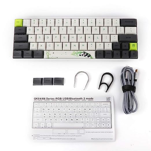Epomaker SK64 64 Keys Hot Swappable Mechanical Keyboard with RGB Backlit, PBT Keycaps, Arrow Keys, IP6X Dustproof Waterproof Gaming Optical switch Panda edition plug and play with computer or xbox or console. 