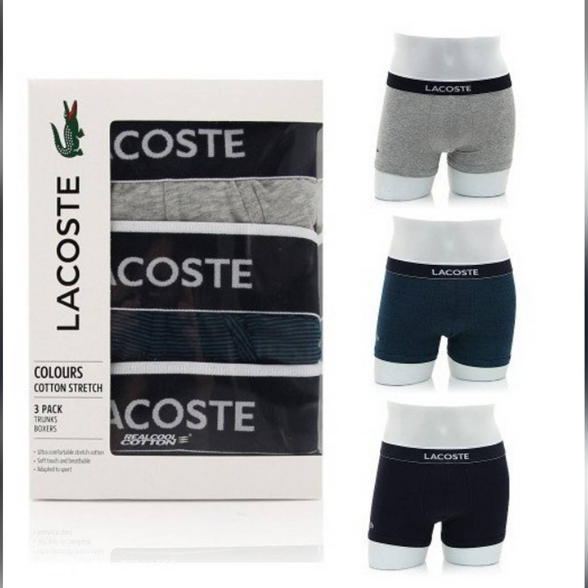 Stylish Boxer LACOSTE Underwear for Men I Premium Quality - Trunk 03 PCS in 1 Box - Under Wear For Men. 