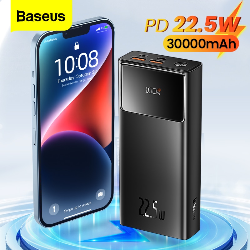 Baseus Power Bank 30000mAh 22.5W Star-Lord Digital Display Fast Charge with  USB to Type-C 3A 0.3m Black Cable