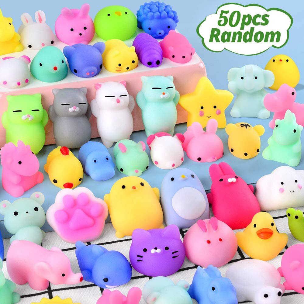 10/50PCS Mochi Squishies Kawaii Anime Squishy Toys For Kids