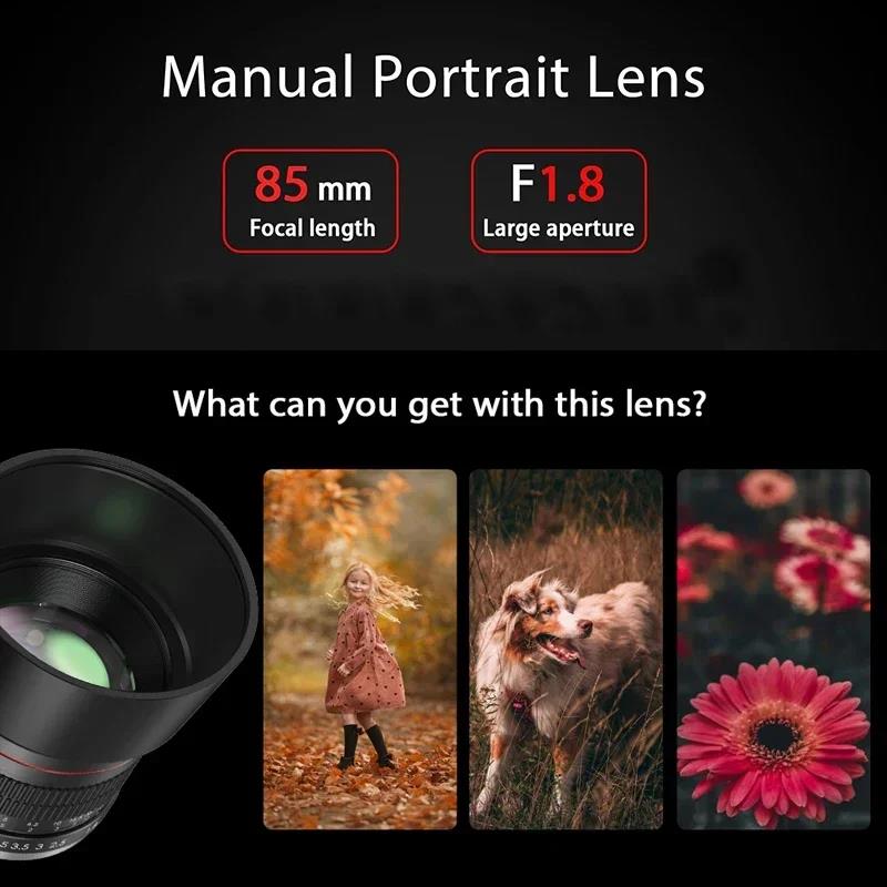 Lightdow 85mm F1.8 Medium Telephoto Portrait Lens for Canon R Ra RP R5 R5C R6 Mark II R7 R8 R10 R50 R100 Mirrorless Cameras. 