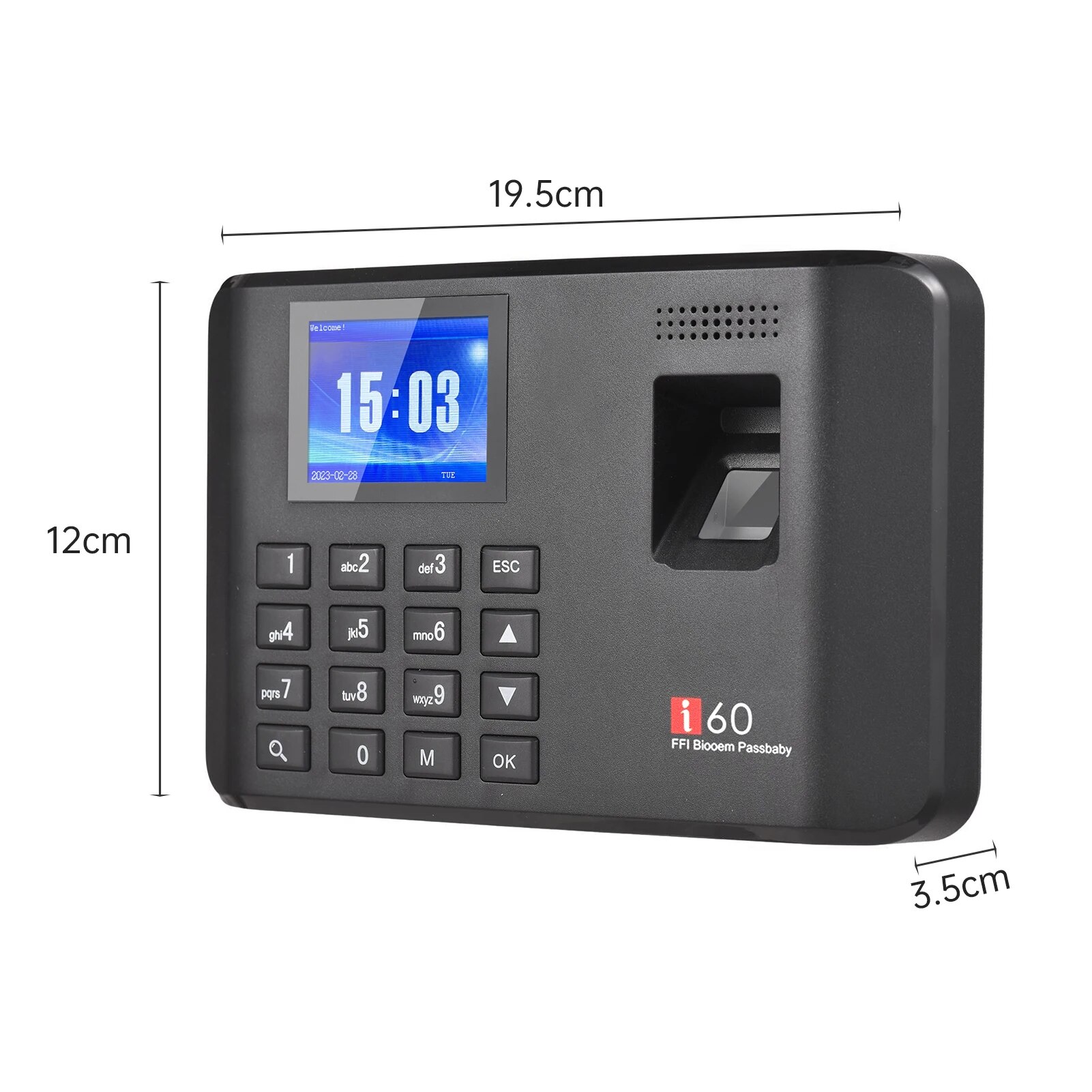 I60 Biometric Attendance System Password Fingerprint Attendance Machine Time Clock Employee Checking-in Recorder 2.4" LCD Screen. 