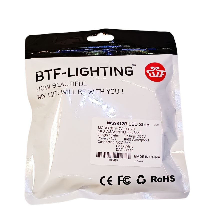 WS2812 5V Programmable Neopixels RGB LEDs 60 LED/Meter IP65 Waterproof. 