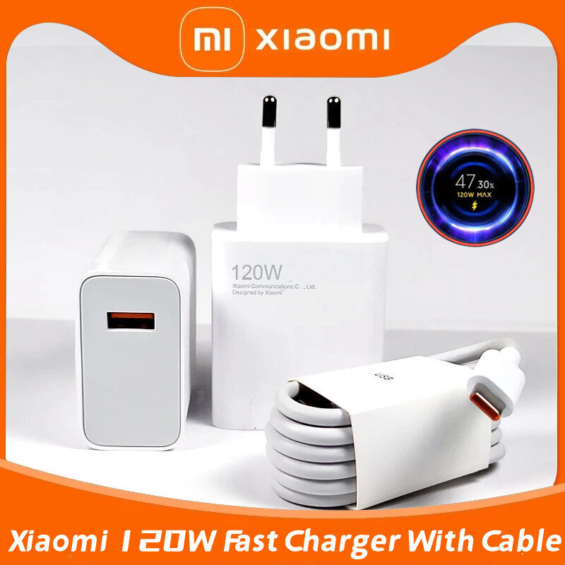 120W Charger Turbo Charge EU Adapter Fast Charging For Poco F4 GT MI 11T 12S 13 Pro Redmi Note 11 12 Pro. 