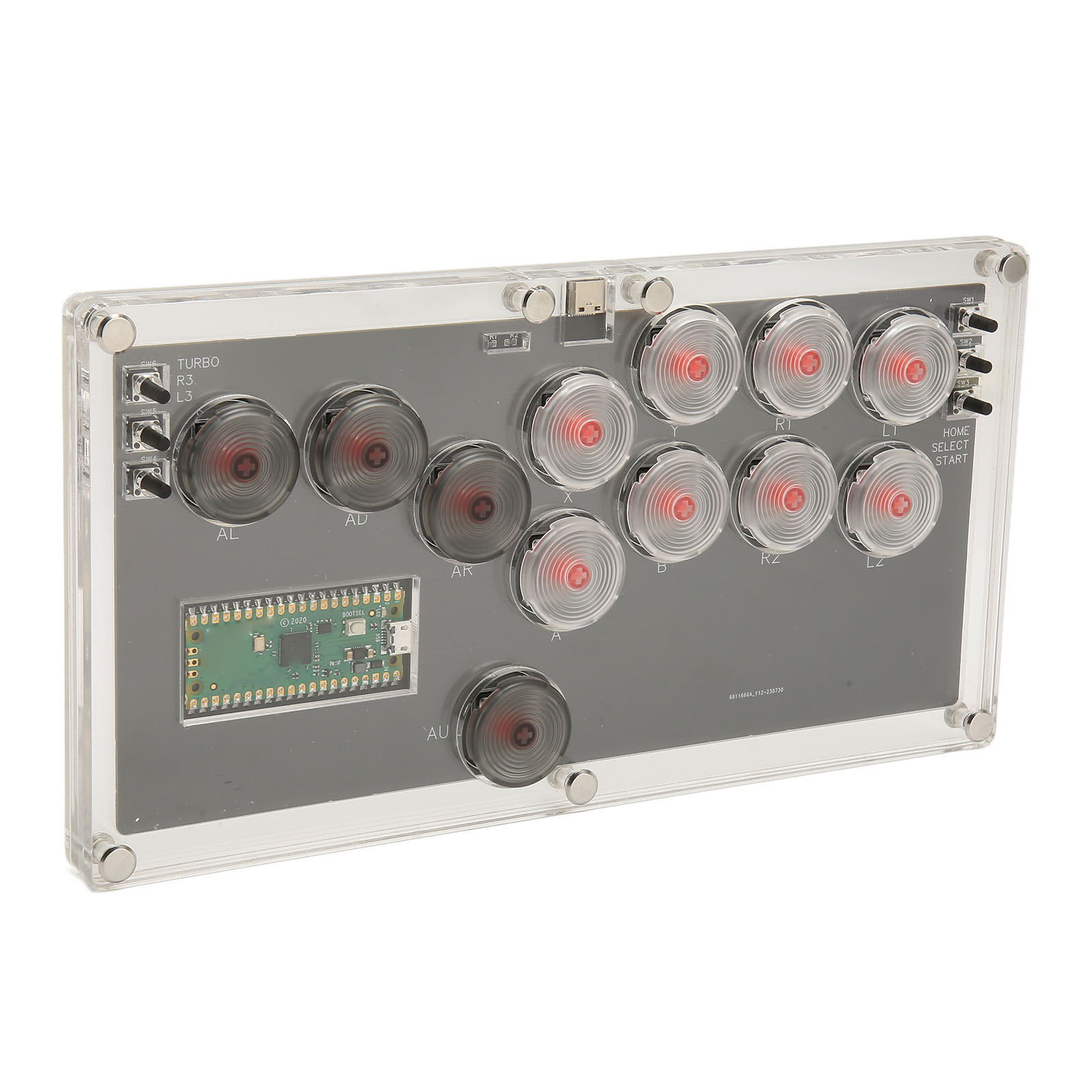 Fighting Stick Controller Mechanical Switch Arcade Fight Stick Controller Hot Swap Low Latency with LED Light for Game Console. 