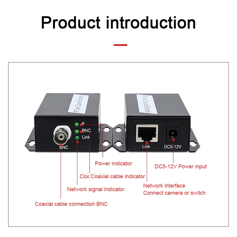1 Set IP Network to Coaxial Extender Transfer From Net Cable Transmission to Coax Line 500M Ethernet Converter Set Kit for CCTV. 